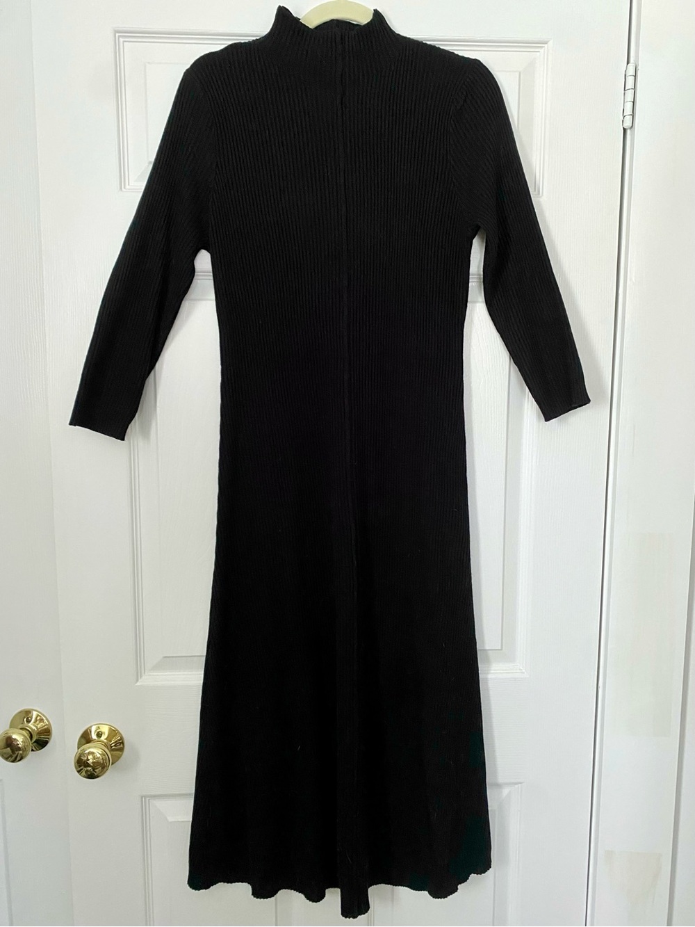 Calvin Klein Black Ribbed Mock-Neck Maxi Dress Size Large